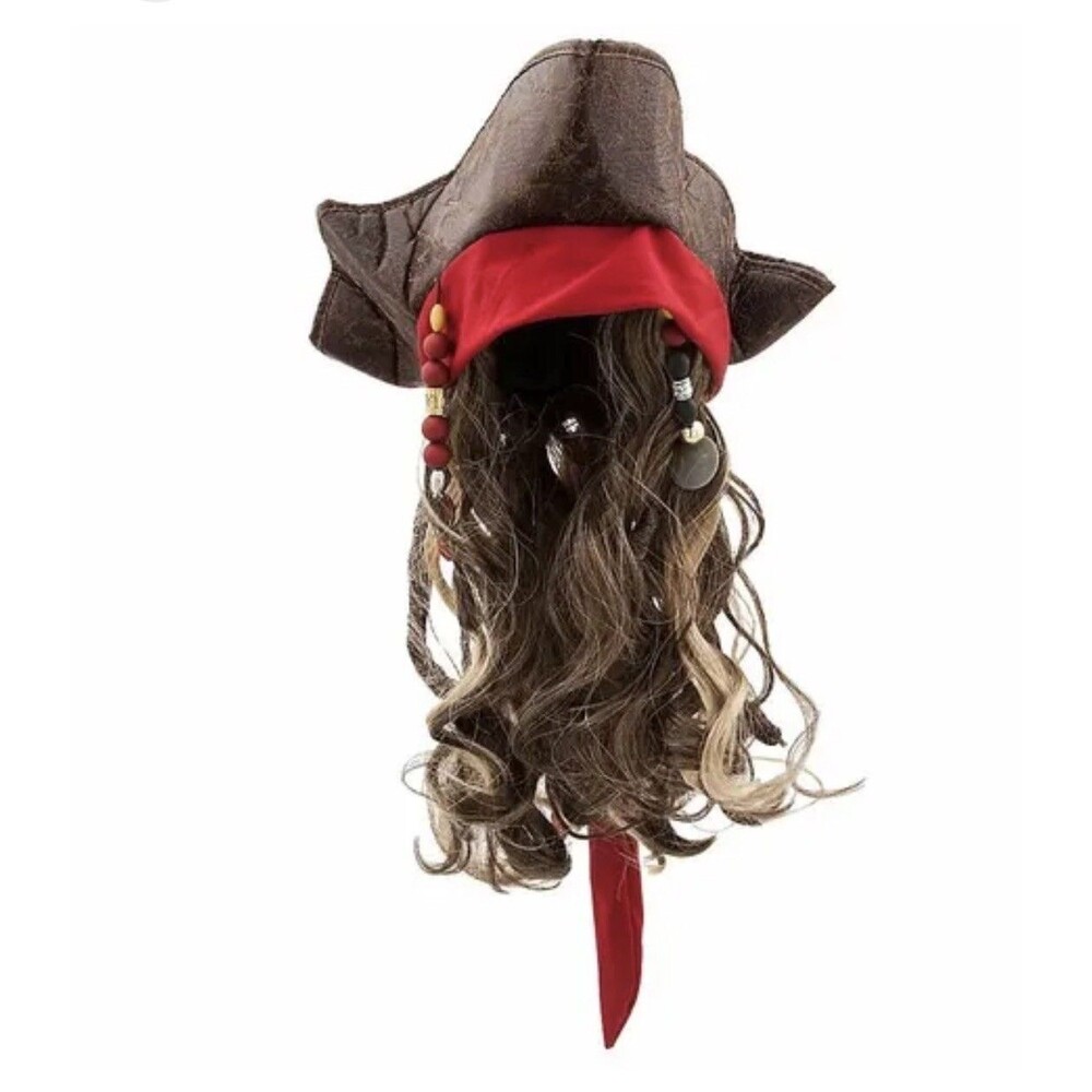 Disney Store PIRATES OF THE CARRIBEAN Captain Jack Sparrow Hat with Wig New RARE